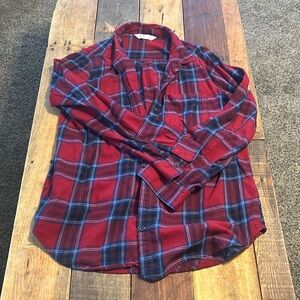 Red and blue button-down flannel